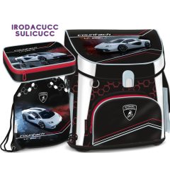   ARS UNA Mágneszáras iskolatáska + többszintes tolltartó + sportzsák, Lamborghini II Iskolatáska szett