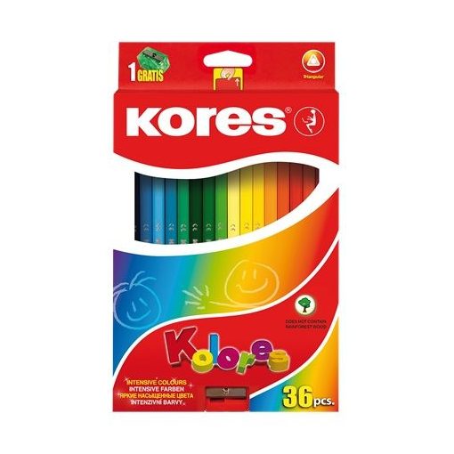 KORES színesceruza háromszögletű Triangular 36db