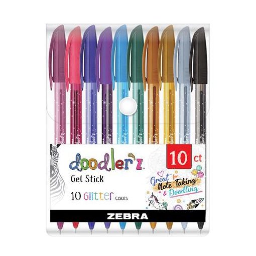 ZEBRA zseléstoll készlet 10db Doodler'z Glitter csillogó vegyes szín