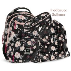   ARS UNA Hátizsák AU-6 iskolatáska szett,  Flowery Black, 3 részes