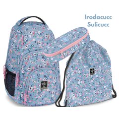   ARS UNA Hátizsák AU-2 iskolatáska szett, Pearl Blossom Blue, 3 részes