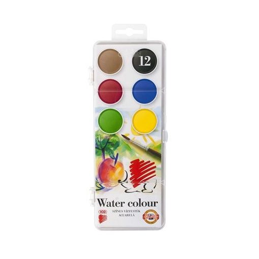 ICO Süni vízfesték 12 színű, 30mm átmérőjű gombokkal