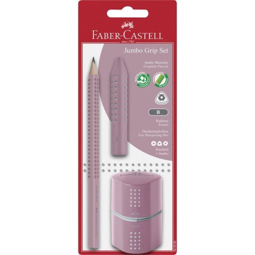 FABER-CASTELL szett, rózsa, vastag grafitceruza, radír, hegyező 