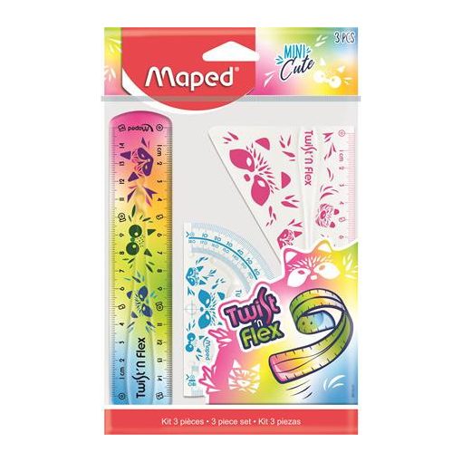 MAPED vonalzókészlet 3db-os Mini Cute Twist'N Flex törhetetlen, hajlíthítható