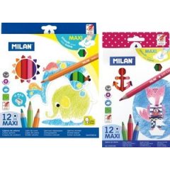   MILAN színesceruza 12db-os maxi, jumbo, 261, háromszögletű, ajándék hegyezővel