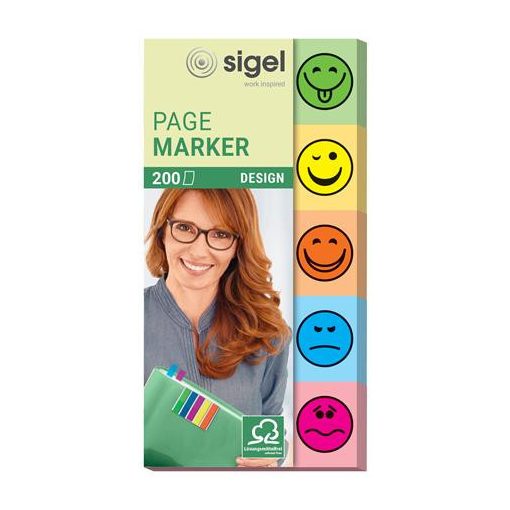 Jelölőcimke SIGEL 20x50mm 5x40lap/csomag, Smile