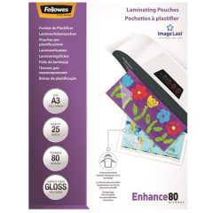 FELLOWES Lamináló fólia A/3 80 mikronos 25db/csomag
