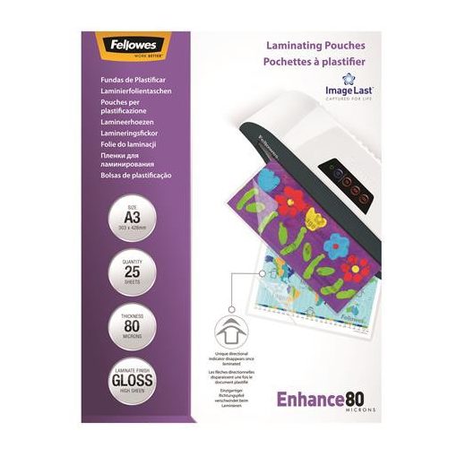 FELLOWES Lamináló fólia A/3 80 mikronos 25db/csomag