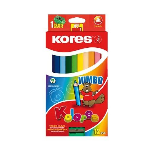 KORES színesceruza háromszögletű vastag Jumbo 12db