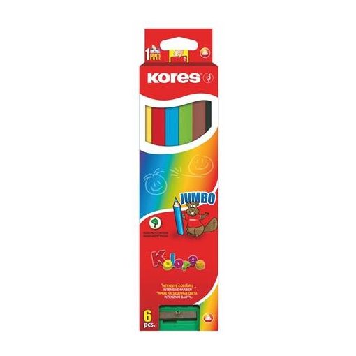 KORES színesceruza háromszögletű vastag Jumbo 6db