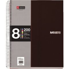   Spirálfüzet MIQUELRIUS 200 lap, színregiszteres, 8 részes, A/5-ös kockás, fekete