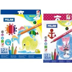   MILAN színesceruza 12db-os maxi, jumbo, 241, hatszögletű, ajándék hegyezővel