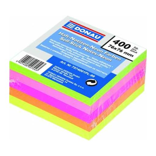 DONAU öntapadós kockatömb neon 76x76mm 5 szín 400 lap