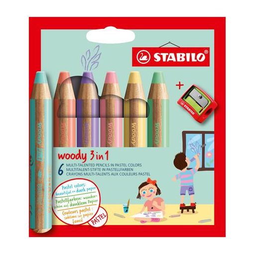 STABILO Woody 3 in 1 6db-os, pastel