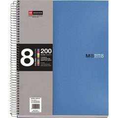   Spirálfüzet MIQUELRIUS 200 lap, színregiszteres, 8 részes, A/4-es vonalas, kék