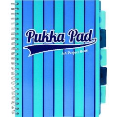  Spirálfüzet Pukka Pad Project 200 oldal, színregiszteres A/4, vonalas,  Kék, 8538