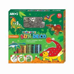   AMOS üvegmatricafesték készlet 10,5ml 10db+12db sablon, dinoszaurusz