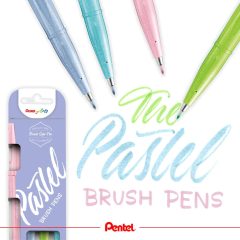   PENTEL Arts Ecsettoll, kalligrafikus hajlékony hegyű, 4db Pastel