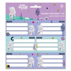 ARS UNA füzetcímke csomagolt, 3x6db Cute Animals Unicorn