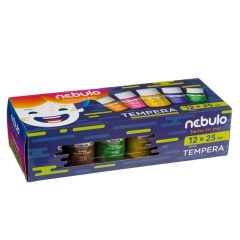   NEBULÓ Tempera készlet, tégelyes, 25 ml, 12 különböző szín