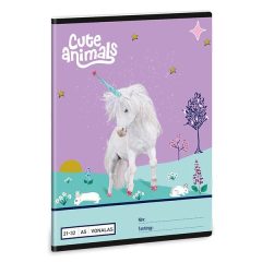   ARS UNA füzet A/5 32 lapos IV. osztályos vonalas, Cute Animals Unicorn, 21-32