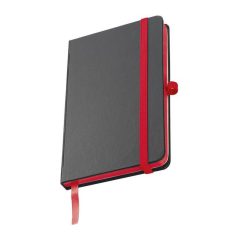 Notesz A/6, gumipánttal, fekete-piros