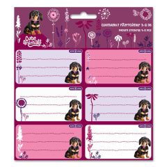   ARS UNA füzetcímke csomagolt, 3x6db Cute Animals Puppy, Tacskó