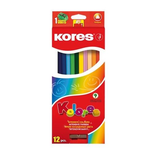 KORES színesceruza háromszögletű Triangular 12db