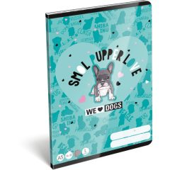   Füzet A/5, We Love Dogs, Lizzy Card 14-32 1. osztályos vonalas