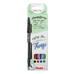   PENTEL Arts Ecsettoll, kalligrafikus hajlékony hegyű, 4db Basic