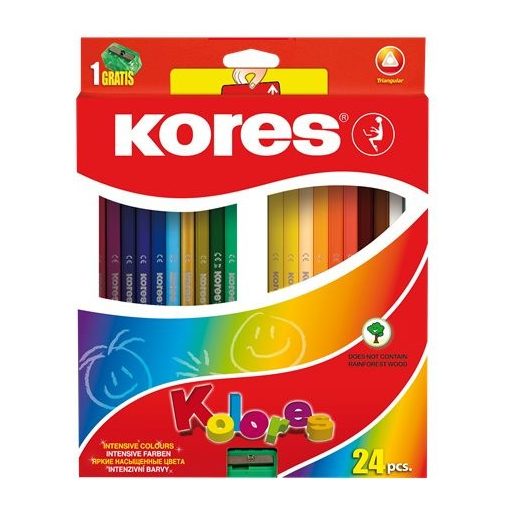 KORES színesceruza háromszögletű Triangular 24db