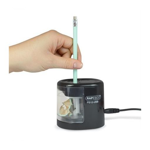 RAPESCO asztali hegyező, elemes, kétlyukú, USB töltővel, rózsaszín
