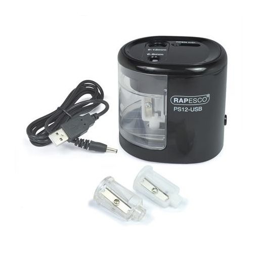 RAPESCO asztali hegyező, elemes, kétlyukú, USB töltővel, rózsaszín