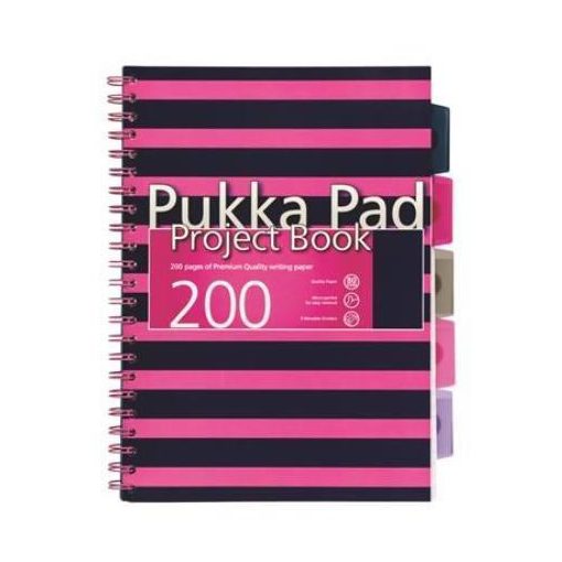 Spirálfüzet Pukka Pad Project 200 oldal, színregiszteres A/4, vonalas