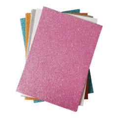   Dekorgumi, moosgumi A/4 méretben, öntapadó, csillámos, 10db, vegyes extra színek