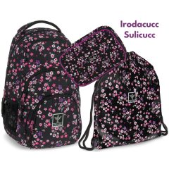   ARS UNA Hátizsák AU-2 iskolatáska szett, Pearl Blossom Black, 3 részes