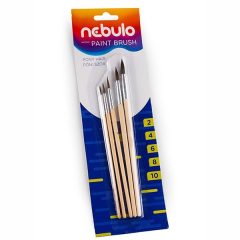   NEBULÓ ecsetkészlet natúr fanyelű 5db-os  (2, 4, 6, 8, 10 méretenként 1-1db)