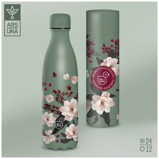 Ars Una duplafalú fémkulacs 500ml, Flowery Pink
