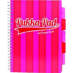   Spirálfüzet Pukka Pad Project 200 oldal, színregiszteres A/4, vonalas,  Pink, 8537
