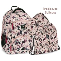    ARS UNA Hátizsák Ergonomikus iskolatáska szett, Flowery Pink, 3 részes