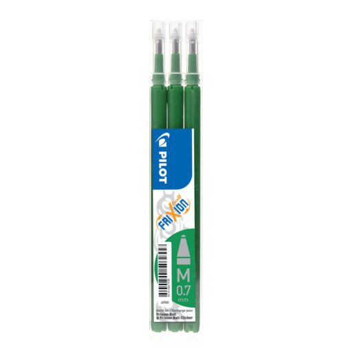 Rollertoll betét, M 0,7 mm, törölhető, PILOT "Frixion Ball/Clicker", zöld, 3db