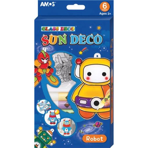 AMOS üvegmatricafesték készlet 10,5ml 6db+6db sablon, robot