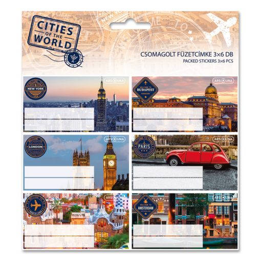 ARS UNA füzetcímke csomagolt, 3x6db Cities of the world