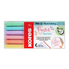   Szövegkiemelő készlet KORES, 0,5-5mm, 6db, pasztell, Pastel
