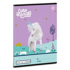  ARS UNA füzet A/5 32 lapos III. osztályos vonalas, Cute Animals Unicorn, 12-32