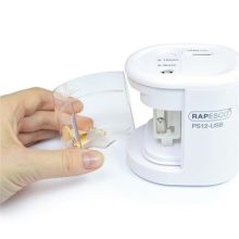 RAPESCO asztali hegyező, elemes, kétlyukú, USB töltővel, világoskék