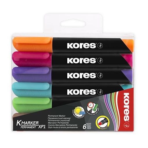 KORES alkoholos filc K-Marker 3-5mm, kúpos, 6db-os készlet